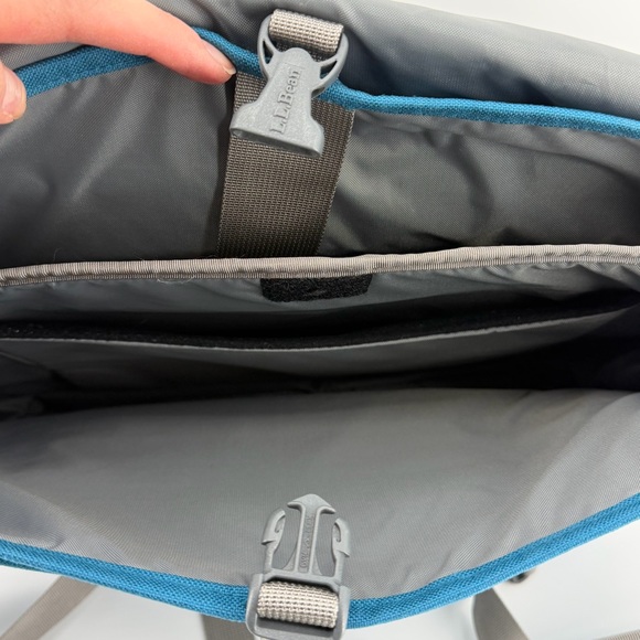 L.L. Bean Laptop Messenger Bag, Colorblock Turquoise/Blue/Grey - Picture 8 of 11